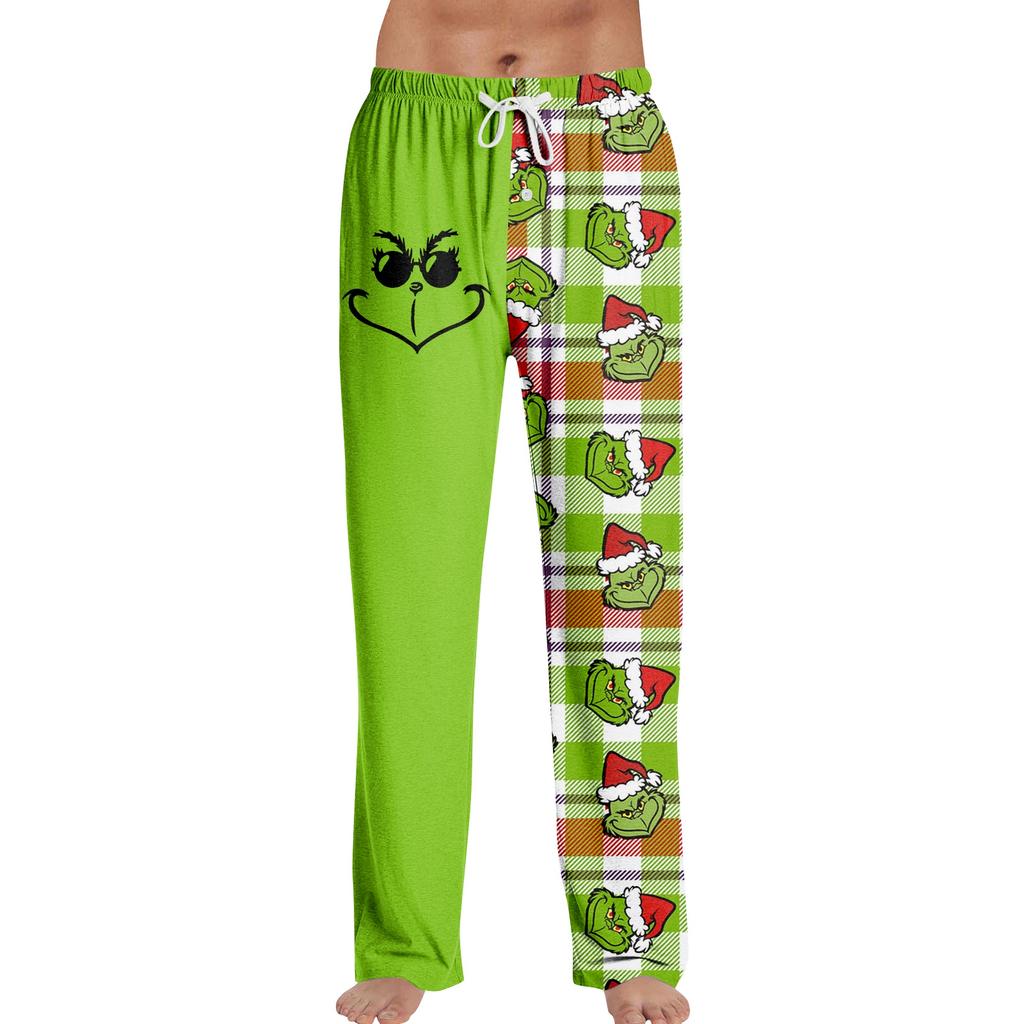 Мужские модные свободные повседневные брюки с принтом для Рождества и фестивалей, домашние пижамные брюки