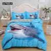 3D Dolphin In Blue Sea Queen King Size Bedding Sets Animal Single Quilt Duvet Cover Set Kids Adult Bed Polyester Bedclothes