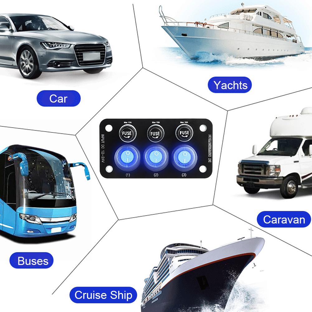 3/5 кнопок светодиодная морская лодка клавишная панель переключателей 10A предохранитель лезвие автомобильный клавишный переключатель для грузовика прицепа кемпер автомобильная панель переключателей