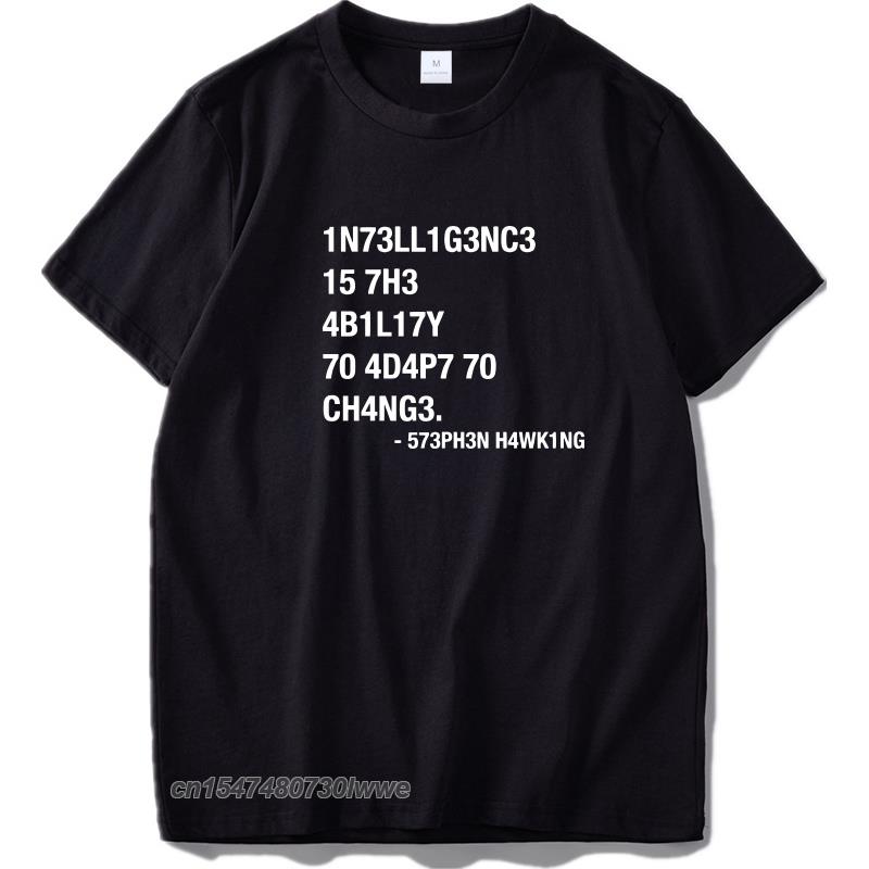 Hacker T Shirt Leet Language Stephen Hawking Design Tshirt Cotton Unisex Cloth High Quality Tshirt Eu Size