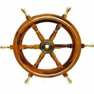 60,96 см морские латунные деревянные капитаны рулевое колесо с латунной ручкой, морское морское деревянное колесо корабля, рулевое колесо корабля