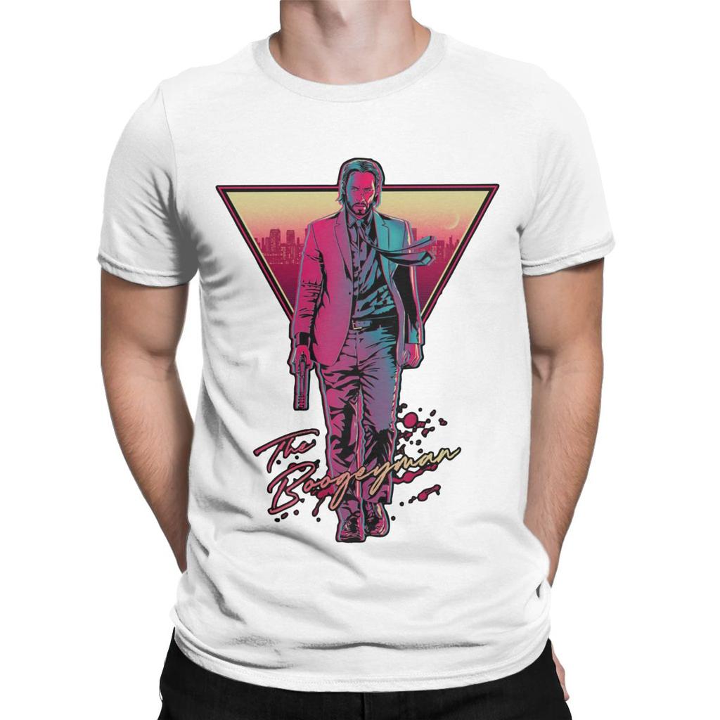 Мужские футболки Бугимен Джон Уик Уникальная футболка из чистого хлопка Футболки с коротким рукавом Круглый вырез Одежда Большие размеры