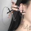 Fashion 1pcs Exaggerated Cross Chain Piercing Ear Nails Ear Bone Earrings for Women's Earrings Jewelry Girl Gift Brincos