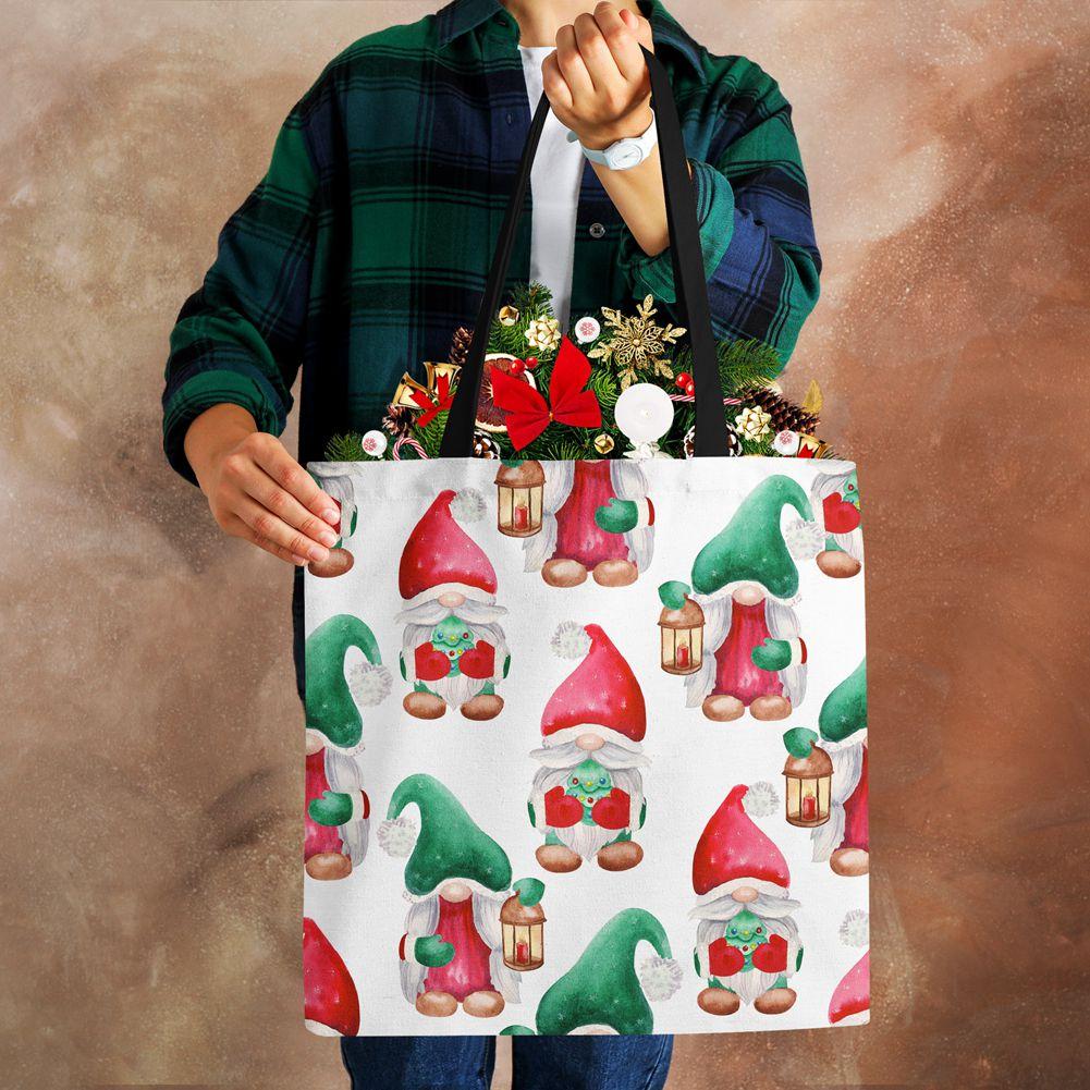 Рождественский Санта-Клаус Харадзюку Холщовая сумка-шоппер Рождественские носки Подарок Многоразовая сумка через плечо Большая вместимость Складная сумка-тоут Сумка KTY