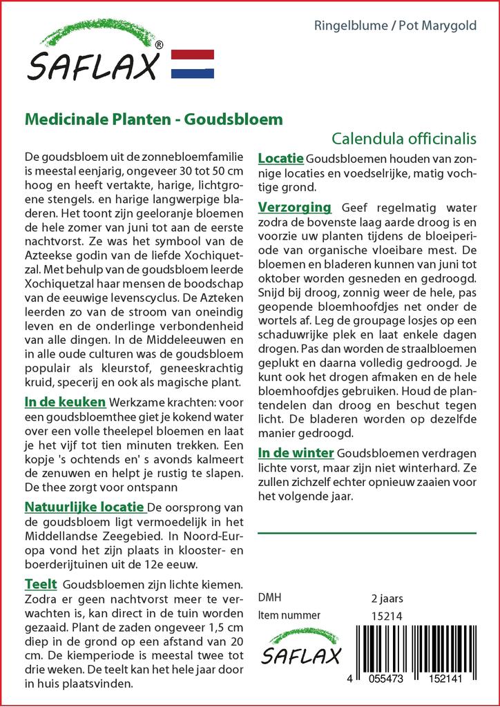 SAFLAX Garden in the Bag - Мэриголд в горшке - 50 семян - С субстратом в подходящем пакете-стойке - Calendula officinalis