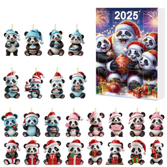 Адвент-календарь «Панда» на 2025 год с 24 украшениями в виде панд, детский праздничный обратный отсчет