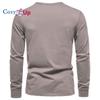 Cozy Up Мужская мода повседневная передняя планка базовые футболки Henley с длинными рукавами