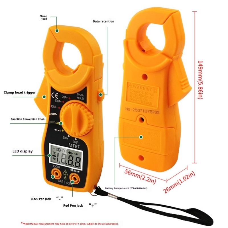 Multifunction Multimeter With NCV Technology Rotatable Dials Data Retention And Ergonomic ABS Construction 25mm Jaw Opening