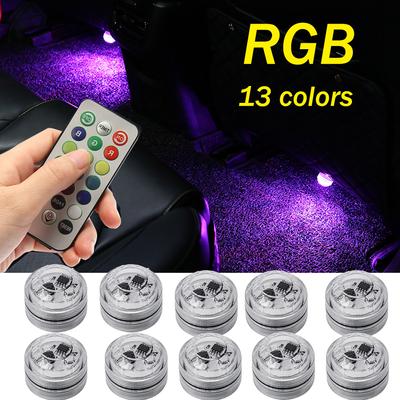 RGB светодиодный автомобильный интерьерный фонарь для крыши и ног, беспроводной пульт дистанционного управления, декоративная автоматическая атмосферная лампа с аккумулятором