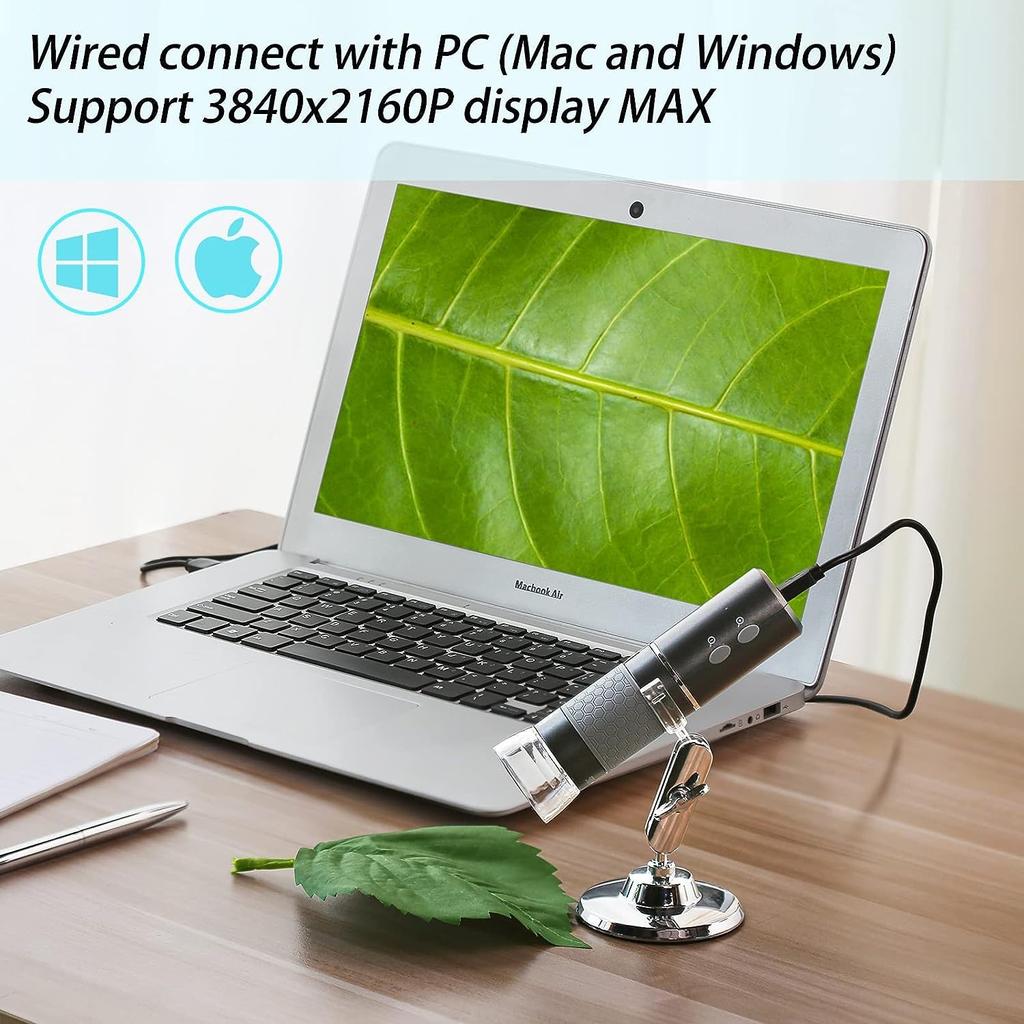 Ninyoon 4K WiFi Microscope for PC USB Digital Microscope Wireless Super HD Endoscope Camera Compatible with All Mobile Phone iPad Android Tablet
