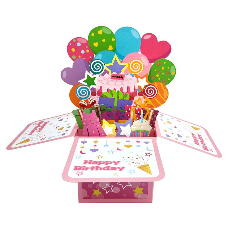 Открытка на день рождения, 3D всплывающая поздравительная открытка на день рождения для девочки, дочери, внучки, племянницы с 1 конвертом, 1 карточкой для сообщения