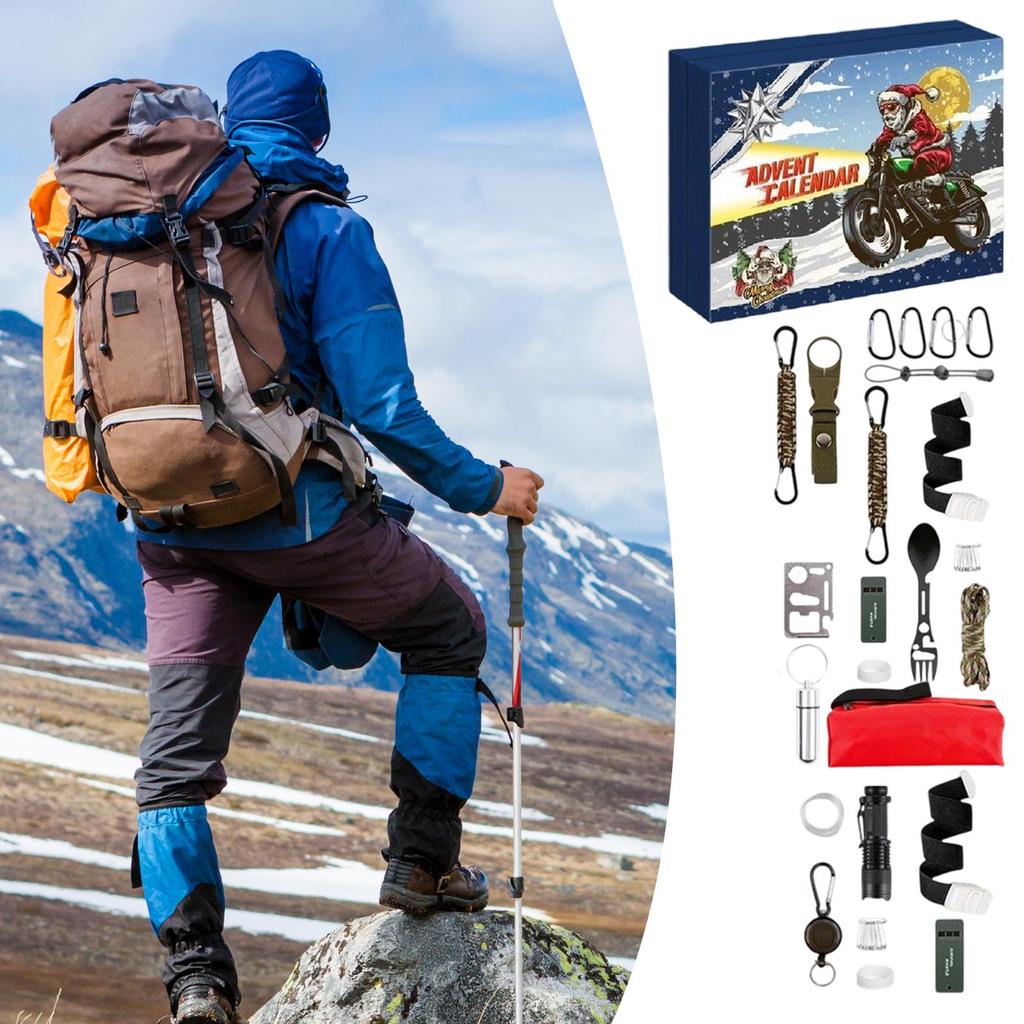 2025 Countdown Calendar 24 Day Survival Kit Advent Countdown For Men Portable Survival Tool Camping Gear Cool Gadgets For