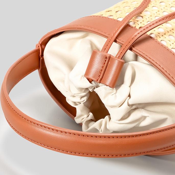 Сумка-ведро из ротанга ручной работы, женская сумка-скелет на шнурке для отдыха на берегу моря, сумка через плечо