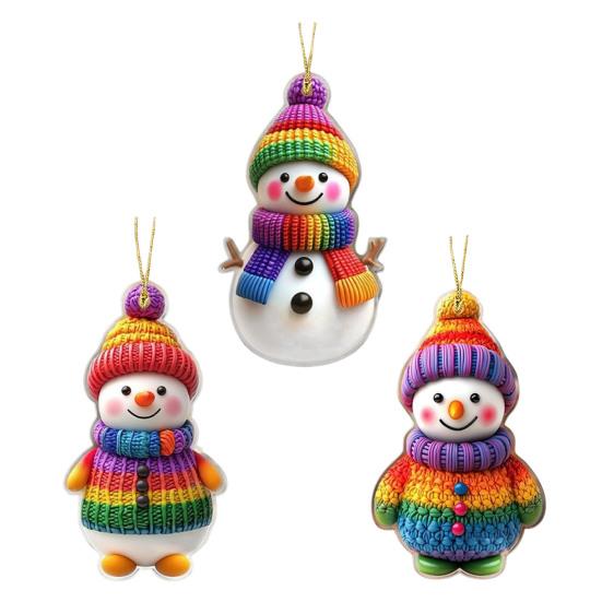 Снеговик Рождественские украшения Персонализированные 2D акриловые украшения на елку Подвесные украшения-снеговики для праздника