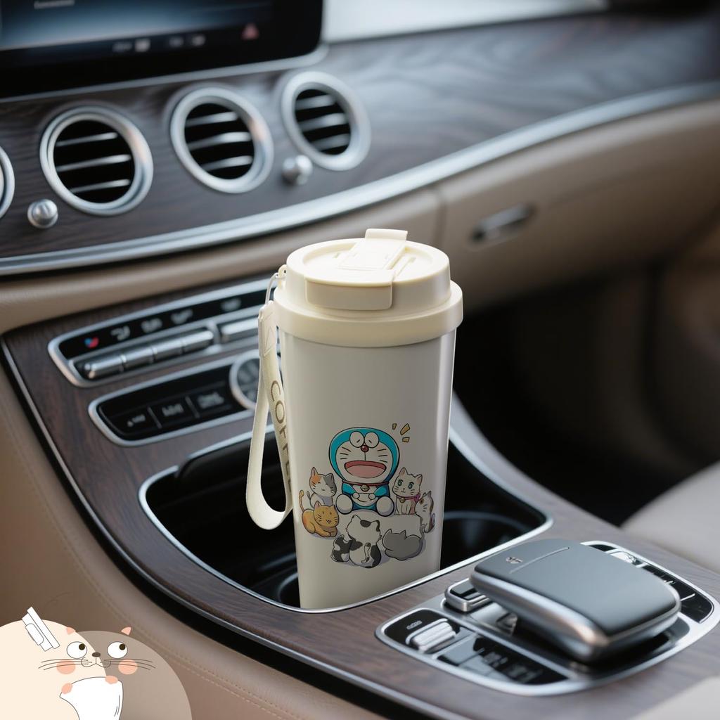 Термос-кружка из нержавеющей стали, 2-сторонняя, бутылка для воды, кофейная кружка, с изоляцией, с соломинкой, легко моется, подходит для активного отдыха, унисекс, 530 мл,