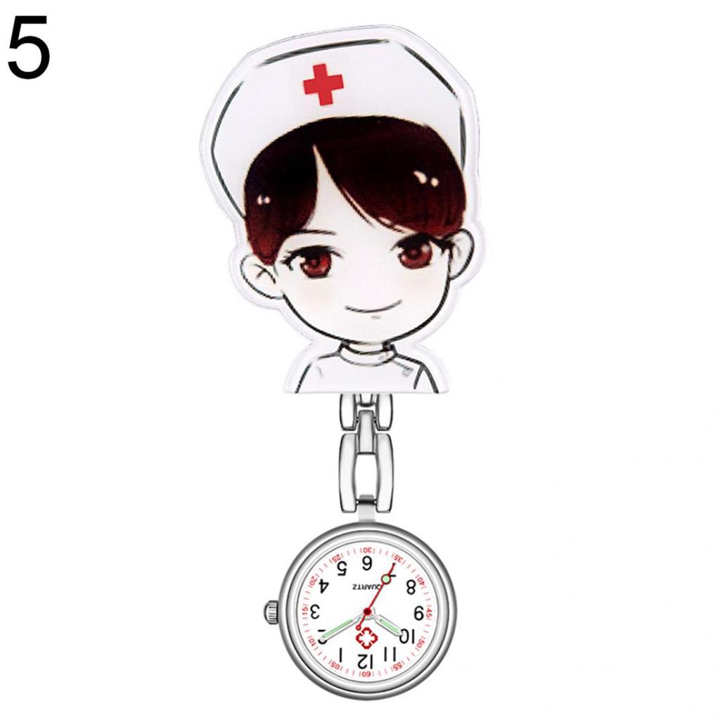 Numeral Analog Quartz Clip-On Fob Nurse Doctor Hanging Luminous Pocket Watch