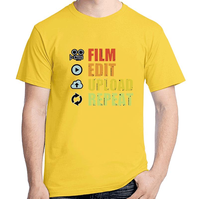 Film Edit Upload Repeat Funny Film Graphic T Shirts Cotton Short Sleeve Tshirts Summer Tees Tops Streetwear Unisexs Clothes