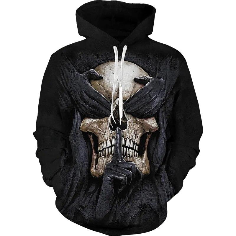 Fashion 3D All Over Printed Black Hoodie/Jacket Unisex Gothic Zipper Sweatshirt Personality Men's Pullover Street Wear