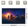1pc Nativity Scene Tapestry Backdrop  Durable  Polyester Fabric Starry Night Desert Scene with Silhouettes of Three Wise