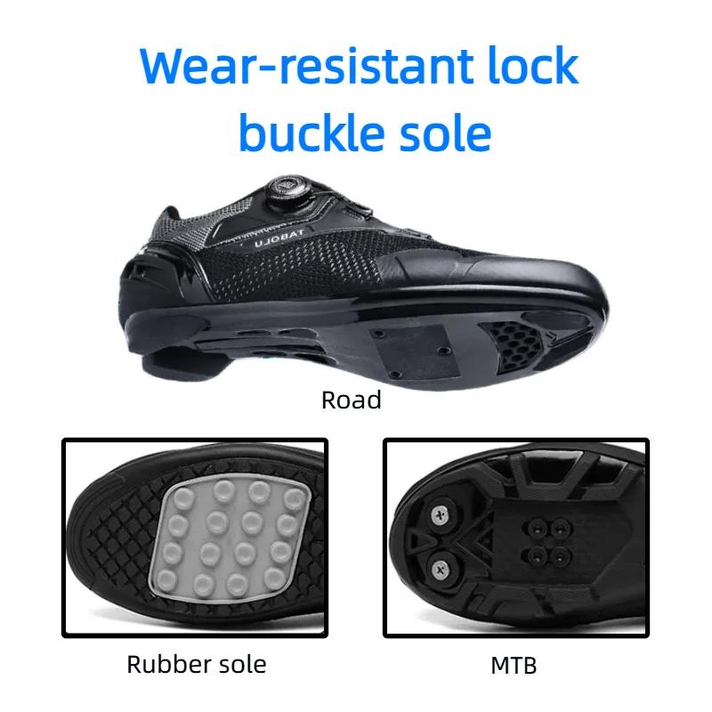 Cycling Shoes for Men & Women - Mountain Bike Shoes with Rotating Buckle Lacing Breathable Mesh Anti-Slip Nylon Sole MTB