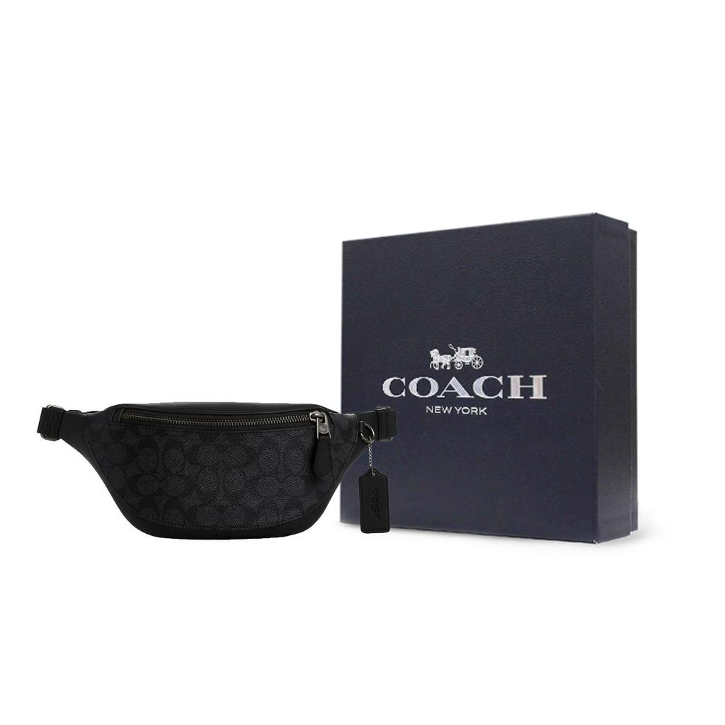 Coach Warren 29 Классическая сумка на молнии с монограммным логотипом, нагрудная сумка, сумка через плечо, сумка на пояс из покрытого холста и кожи, большие мужские сумки CW369-QBMI5