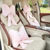 Plush Bow Car Headrest Pillow Lumbar Support Pillow Soft Comfortable Waist Pillow Elastic Bands Car