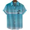 European And American Independent Station Men'S Shirt 3D Digital Printing Hawaiian Wide Stripe Casual Short Sleeve Top