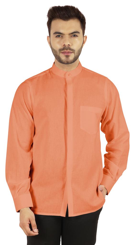 BestMan Мужская однотонная рубашка на пуговицах с китайским воротником и планкой спереди для формального случая