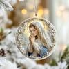 1/2Pcs Acrylic Blessed Virgin Mary Ornament with Lanyard Home Office Indoor Christmas Tree Hanging 2D Flat Our Lady Decoration Round Catholic