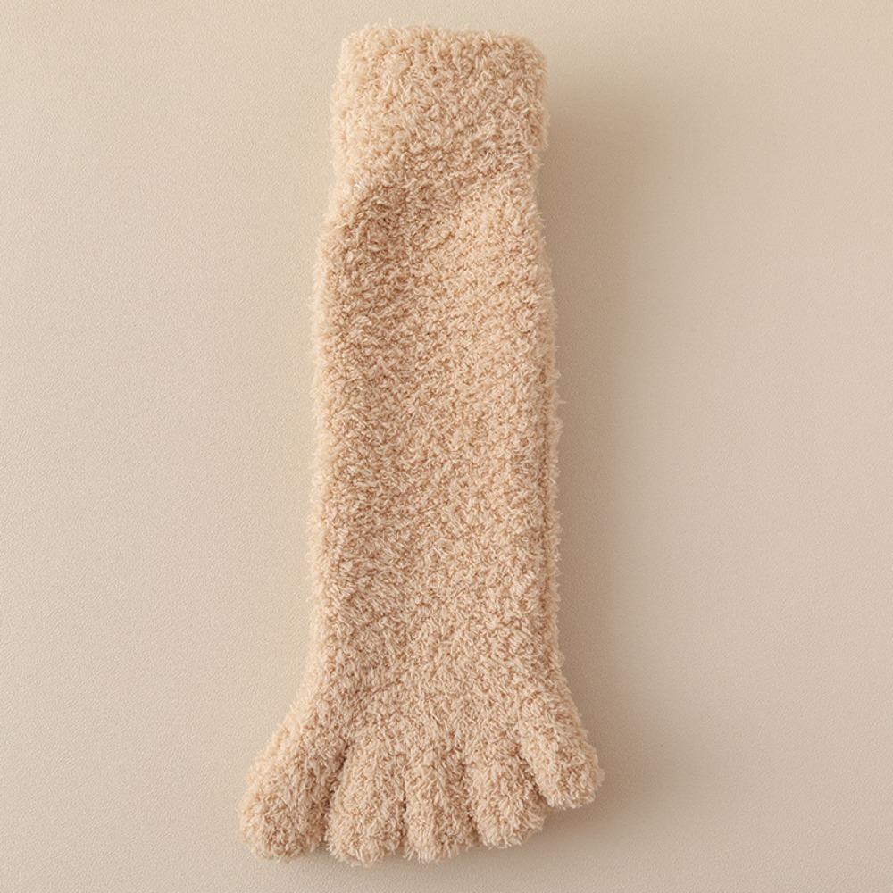 Mid Tube Five Toe Plush Socks Thickened Warm Floor Socks Women Kawaii Five Toe Fleece Socks Winter