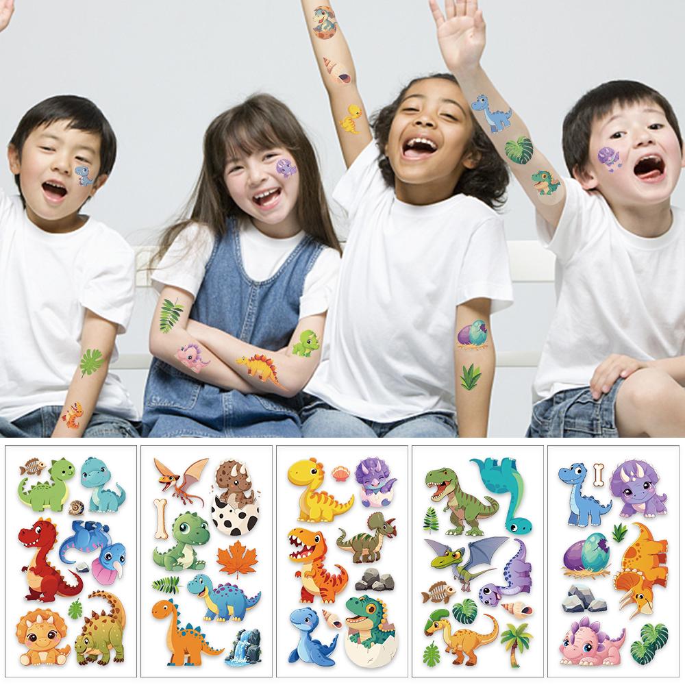 10 листов мультяшных милых динозавров татуировки наклейки для лица руки тела временные водонепроницаемые татуировки наклейки детские принадлежности для вечеринок подарки