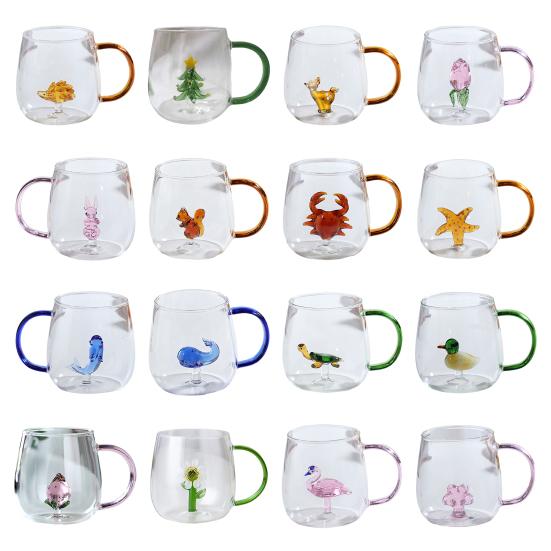Handmade Glass Cup Animal Plant Shape Transparent Water Cup Cute Coffee Milk Drink Cup