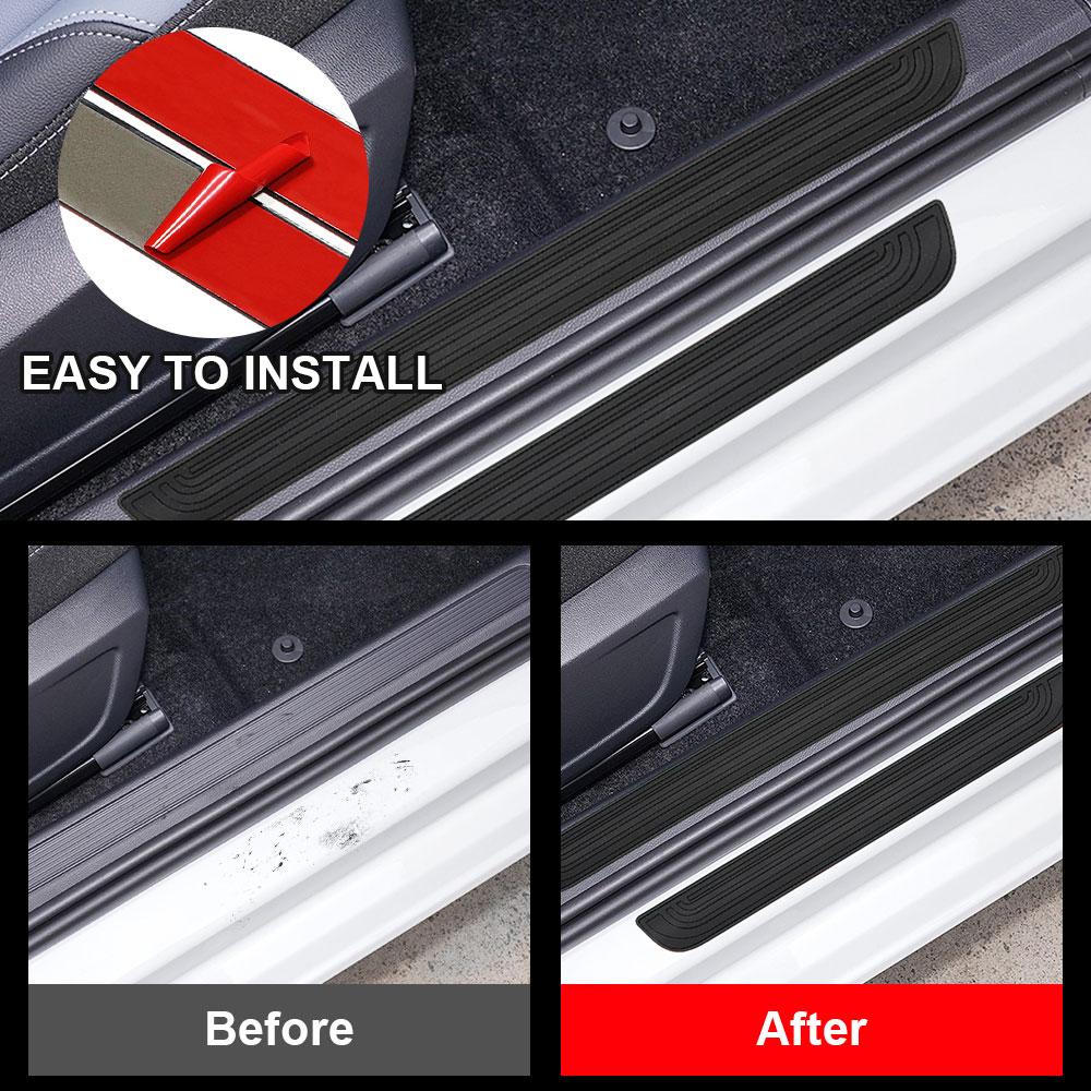 4 шт. резиновые накладки на пороги автомобиля, черные дверные панели, защитная накладка против царапин, внешние детали, аксессуары для декора автомобиля