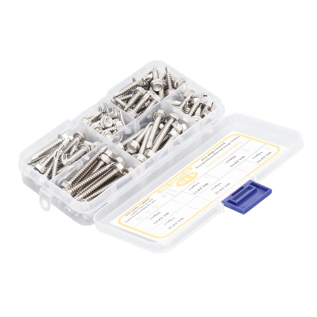 115 шт. Шестигранный самосверлящий винт M4.2 из нержавеющей стали 304 высокой твердости с шайбой для гаража