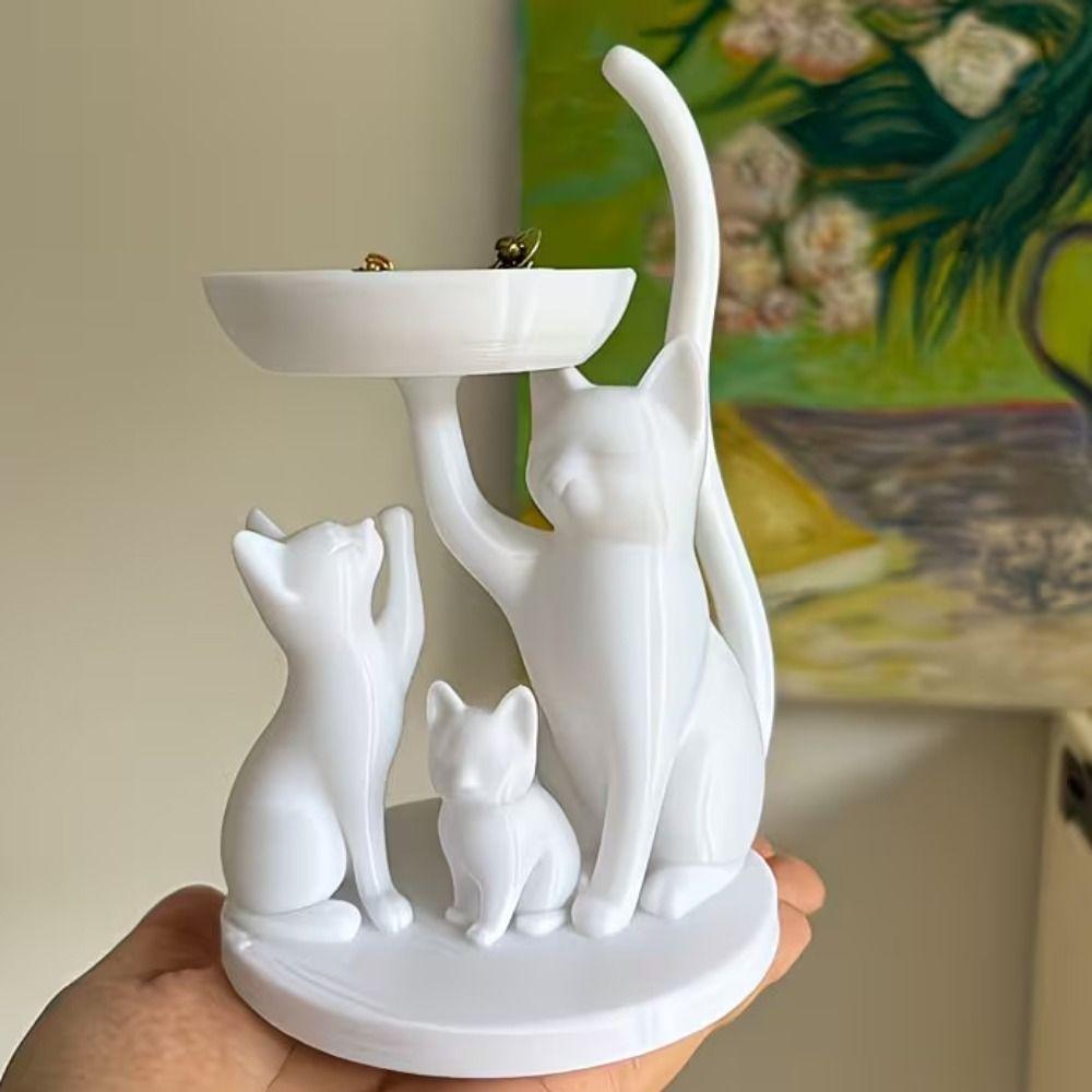 Cartoon Jewelry Storage Tray Decorative Key Tray Large Capacity Cat Ornament Desktop Use