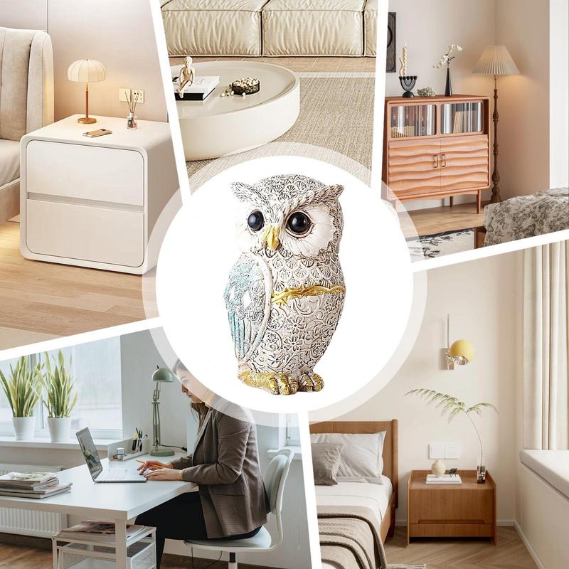 Фигурки сов Садовая статуэтка совы Ручная работа Смоляные скульптуры Украшения Декор для полки Ванной Комнаты Стола Настольная Декорация Гостиной