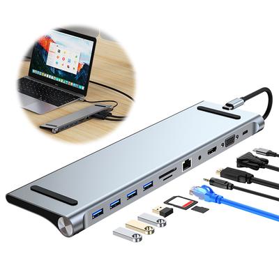 Док-станция USB C 11 в 1 Адаптер для ноутбука Картридер SD TF 4K HDMI-совместимый Для MacBook Pro/Air Dell HP Surface Lenovo ASUS