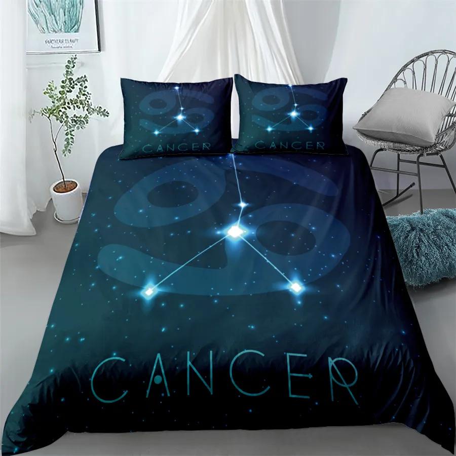 3pcs Aquarius Sign Zodiac Bedding Set King Queen Double Full Twin Single Size Duvet Cover Pillow Case Bed Linen Set