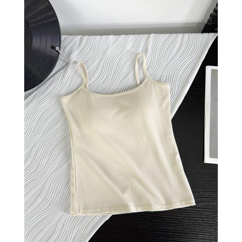 Весна и лето Чистый хлопок с нагрудной подкладкой Один маленький белый топ на бретельках для женщин с облегающей верхней одеждой Длинный жилет для женщин