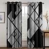 2pcs Geometric Abstract 3D Art Painting Curtain With Rod Pocket Mount Digital Printed Curtains Polyester Material Living Room