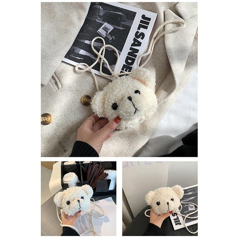 Childrens Animal Plush Bear Bag Cute Cartoon Shoulder Messenger Purse Fluffy Toy for School Picnic