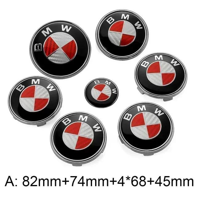 YAMHS1 For BMW New 2025 7pcs Car Front Emblem Rear Badge Wheel Hub Cap Sticker for E46 E90 E60 F10 F11 F20 F30 F34 F01 G20 G21 G31 G38