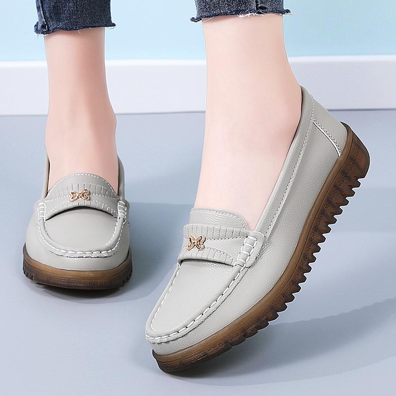 Мода Новый дизайнер весна лето легкие нескользящие плоские большого размера женские туфли для ходьбы мама удобные повседневные лоферы35-42