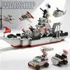 WW2 Морские Строительные Блоки Модель Военного Корабля Линкор 8в1 Сборная Игрушка Настольное Украшение Детский Праздничный Подарок