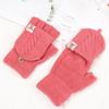 Winter Elastic Keep Finger Warm Flip Thicken Warm Knitted Gloves Half Capped Fingerless Mittens