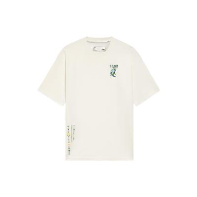 Футболка мужская Li Ning Plain Printed Breathable Sports Casual с коротким рукавом бежевого цвета AHSS359-7