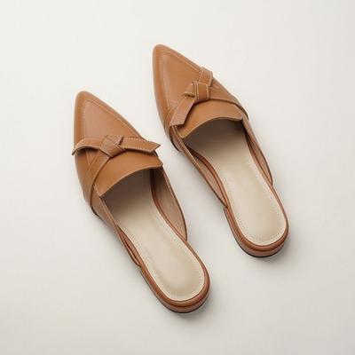 Новые модные летние полутапочки с острым носком женские сандалии на плоской подошве с низким каблуком и полуподдержкой