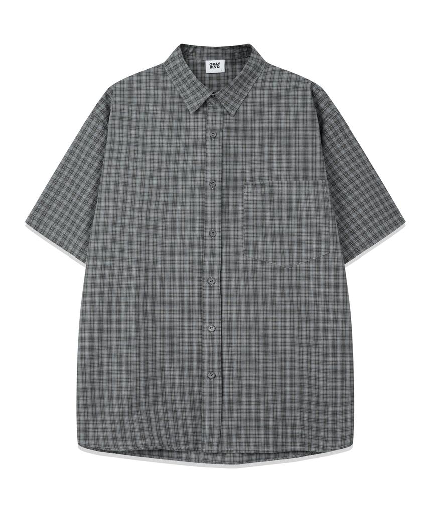GRAYBLVD Linen-Like Cave Check Short Sleeve Shirt (4 Colors)