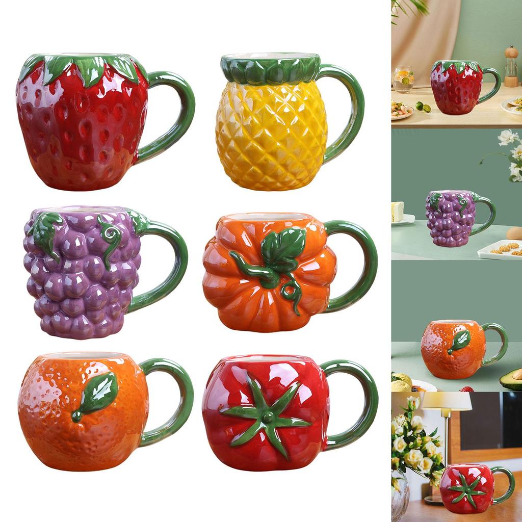 Cute Ceramic Morning Cup with Handle Container Milk Cups Porcelain Water Reusable for Home
