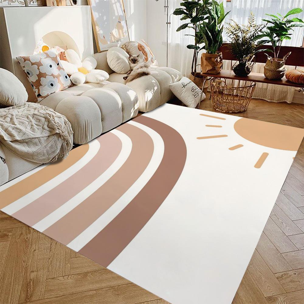 Kawaii Rainbow Pattern Carpet for Children's Room Cute Area Rug Home Decoration Non-slip Doormat Bedside Floor Washable Mat
